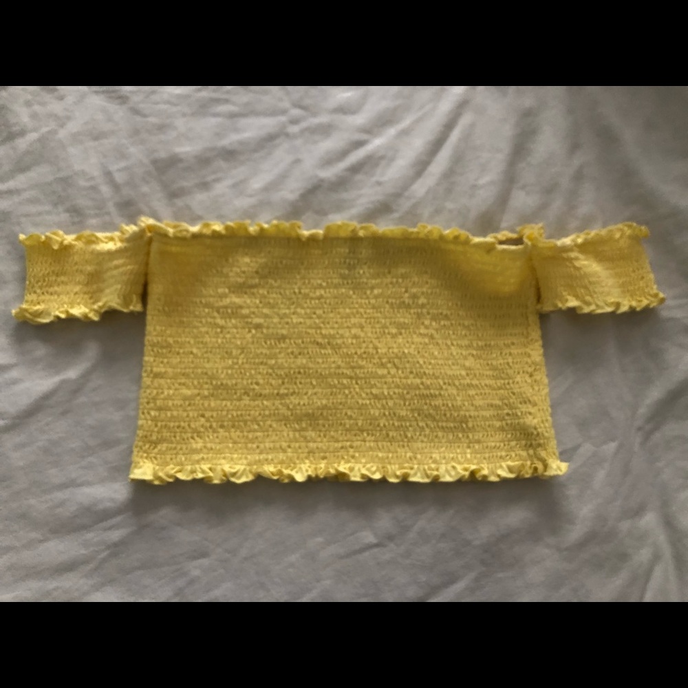 Yellow Ribbed Crop Top